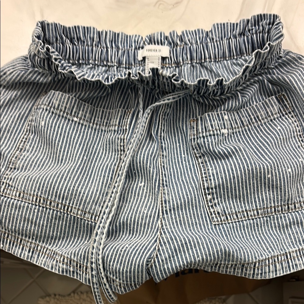 Forever 21 Navy and White Striped Shorts